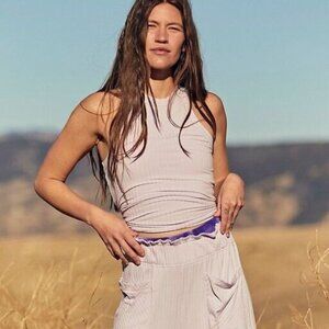 NWT Free People FP Movement Blissed Out Racerback Ribbed Color Dew Berry Size L